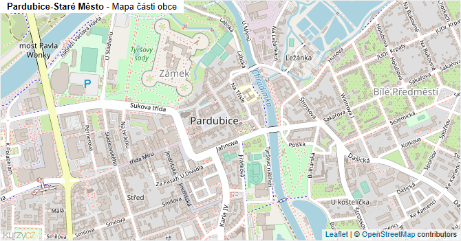Mapa Pardubic
